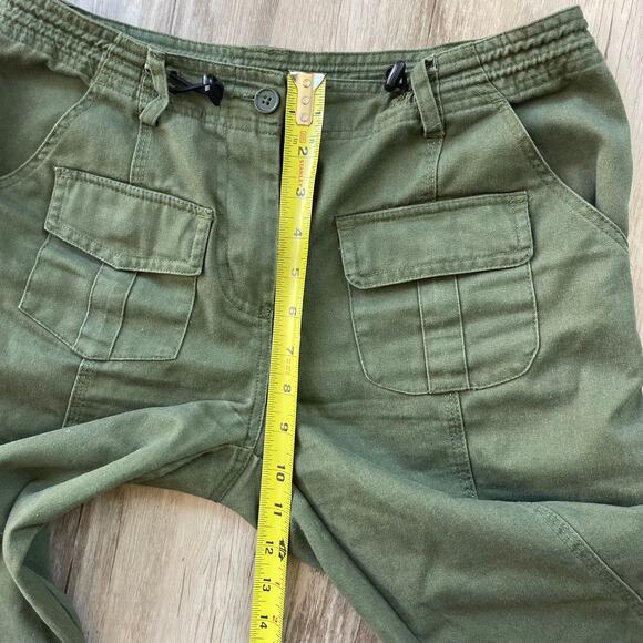Brandy Melville Olive Green Utility Cargo Pants One Size Straight Leg Pockets - Picture 4 of 8